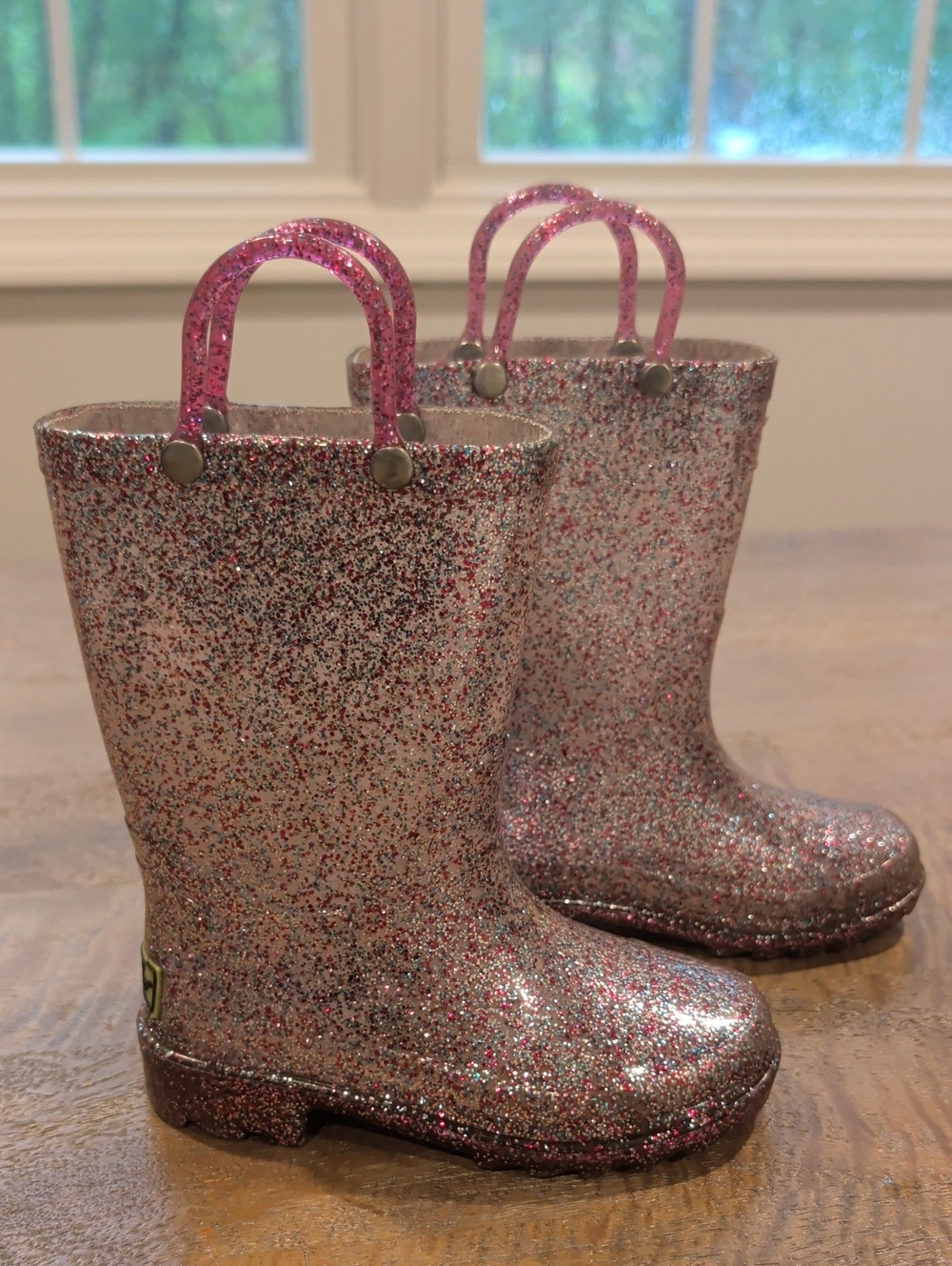 Glitter Pull-On Kids Rain Boots - Pink
